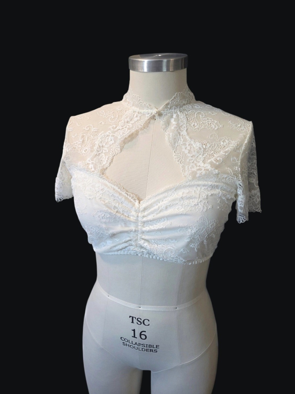 Ivory Stetch Lace Dirndl Blouse - Women's Elegant Overlay